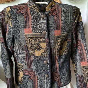 Women’s unique boho blazer with tapestry material and unique buttons